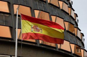 The Spanish flag flies outside the country's Constitutional Court