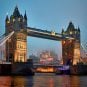 The Tower Bridge in London at night