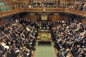 British House of Commons legislators participate in a parliament session