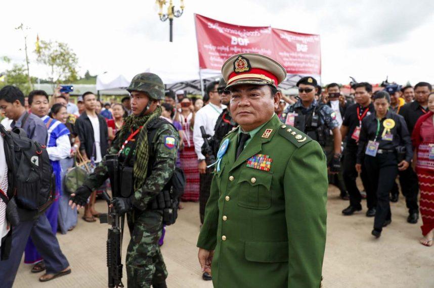 Colonel Saw Chit Thu with his entourage traveling through Kayin