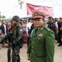 Colonel Saw Chit Thu with his entourage traveling through Kayin