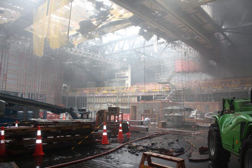 The results of a fire that struck the SkyCity Convention Centre in 2019