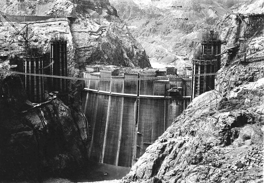 Construction progress at the Hoover Dam