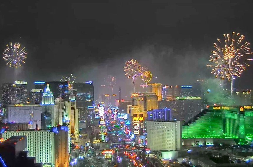 Fireworks ring in 2023 on the Las Vegas Strip.