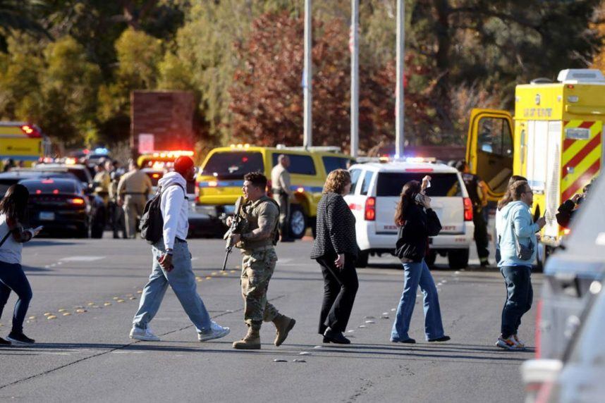 Students and law enforcement at UNLV