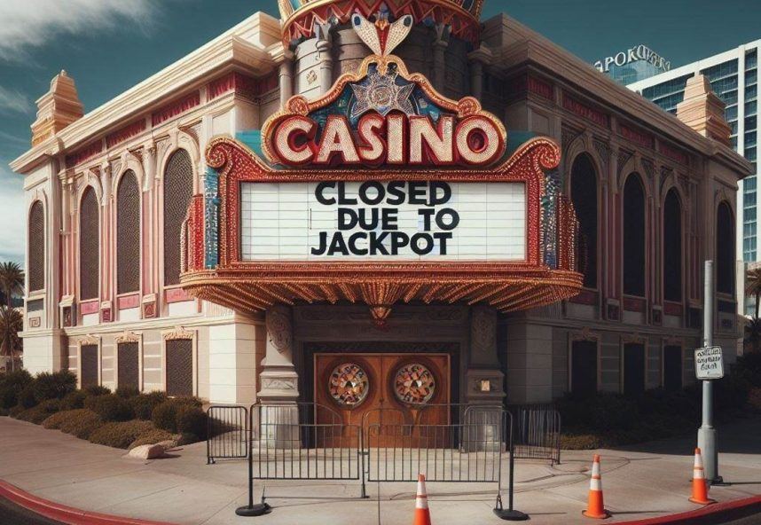 A.I.'s rendering of a casino closed due to a jackpot.