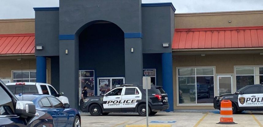 Police cars are parked at Players Lounge in Corpus Christi