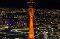 Las Vegas Strat Transforms into Giant Tequila Bottle for Super Bowl