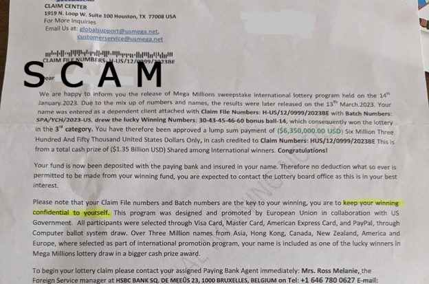 Mega Millions lottery scams