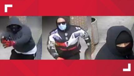 Three masked and hooded suspects