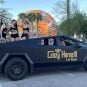 LAS VEGAS STRIPPERS: Tesla Cybertruck With Pole-Dancers Driving Up and Down Blvd.