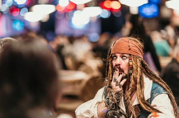 Scotter Clark, poker player arrest, Captain Jack Sparrow, pirate costume, Tulsa assault, WSOP