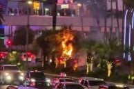 Explosion and Fire Rock Las Vegas Strip