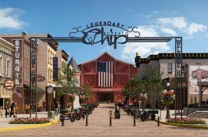 The barn-themed casino in the rear of this rendering will be called “Woody’s Barn,” after Sturgis Buffalo Chip founder Rod “Woody” Woodruff. (Image: Buffalo Chip Global)