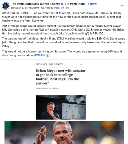 Urban Meyer Penn State football coach