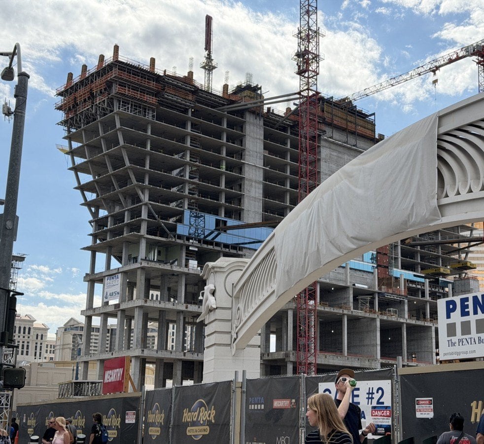 Hard Rock’s Guitar Hotel Takes Shape Above Ashes of Mirage Volcano on Las Vegas Strip