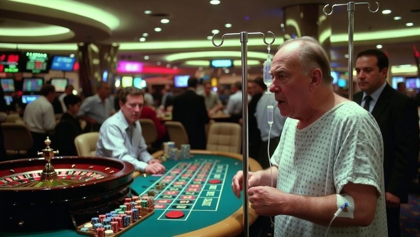 A.I. renders a hospital patient gambling at a casino.