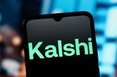 Kalshi word mark on a black background on a phone