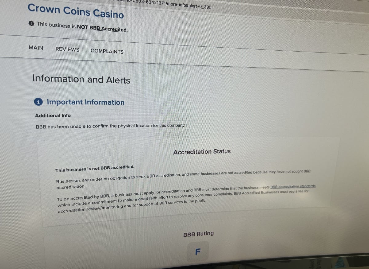 BBB Crown Coins sweepstakes casino