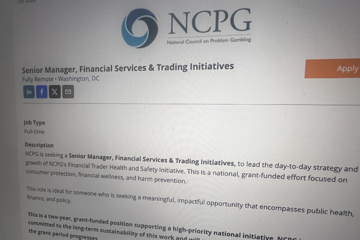 National Council on Problem Gambling prediction markets