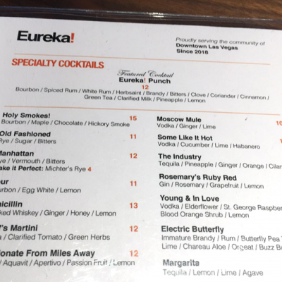 Menu  Eureka Restaurants