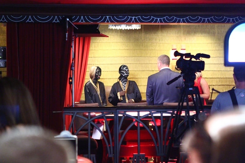 On the set of "Naked Vegas. Sorry we couldn't get a better photo. Being Tased by security tends to affect one's concentration.