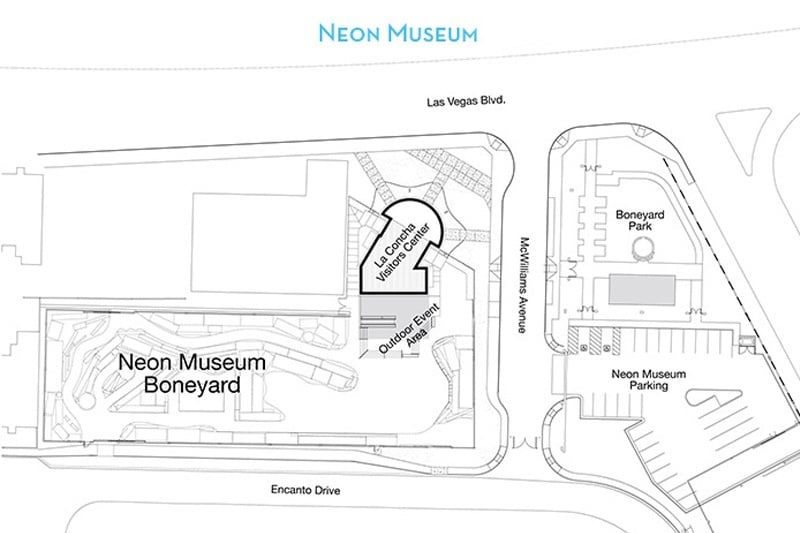 Here's the lay of the land at the Neon Museum complex.