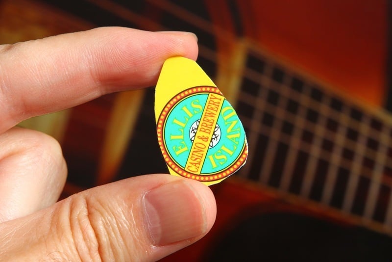 We have clearly never used an actual guitar pick, but you get the idea.