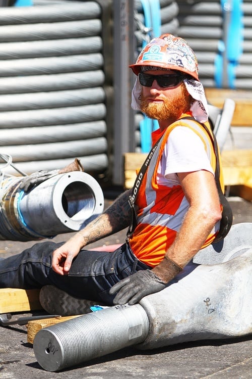 Ryan's prepping the pieces that will attach the cables to the High Roller. You're the man, Ryan.