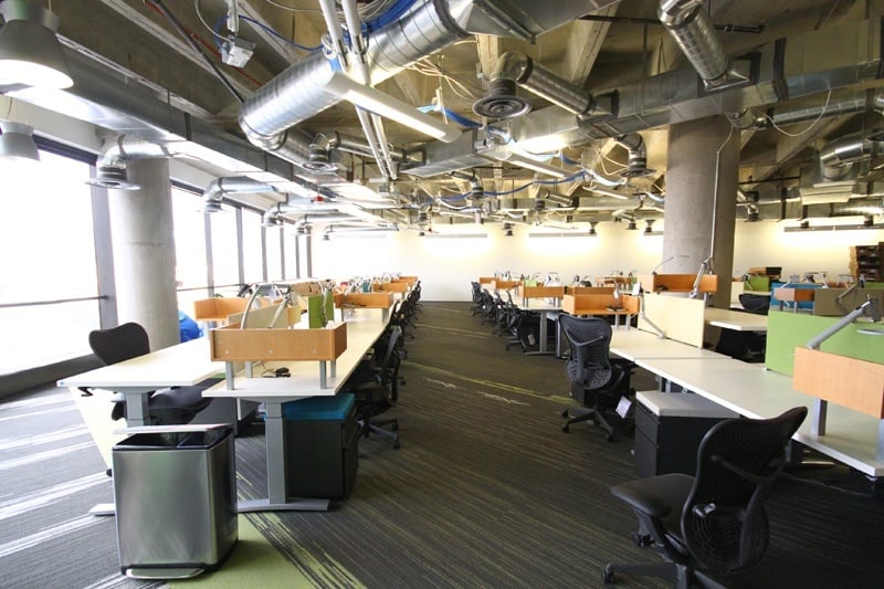 The building has a mix of cube clusters and inviting gathering spaces.