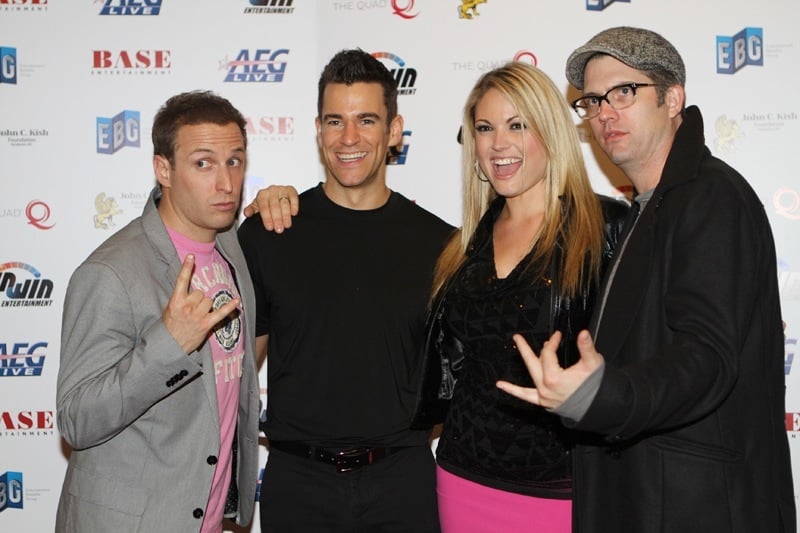 Jeff Civillico, second from left, goofs around with members of the "Million Dollar Quartet" cast.