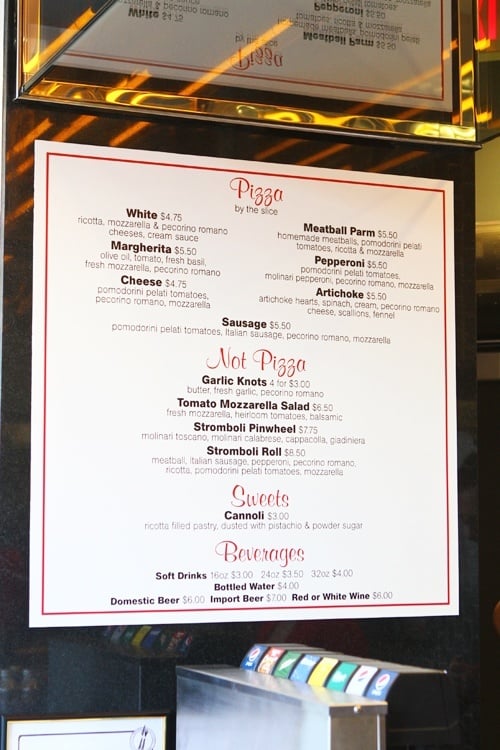 Pin-Up Pizza menu