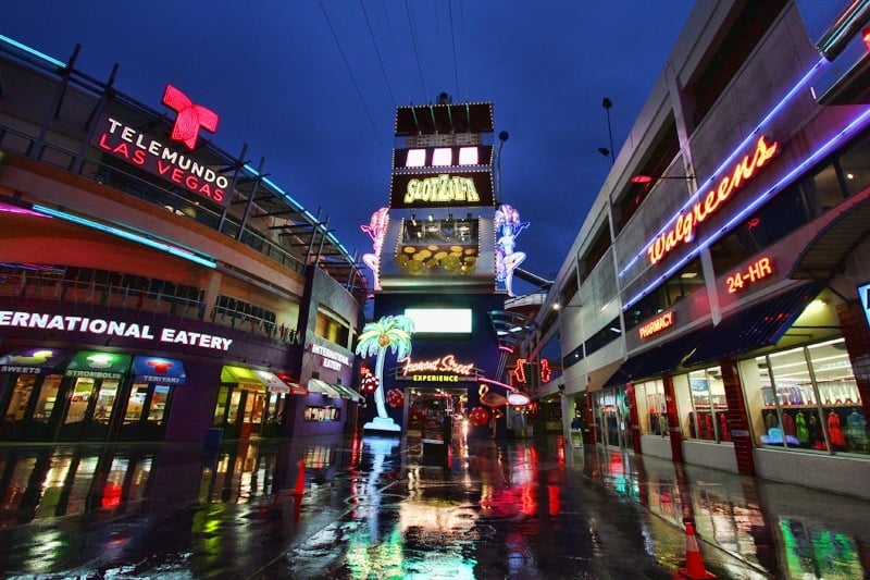 Fremont Street in the rain