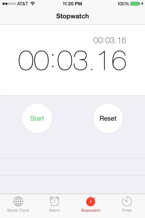 Stopwatch three seconds