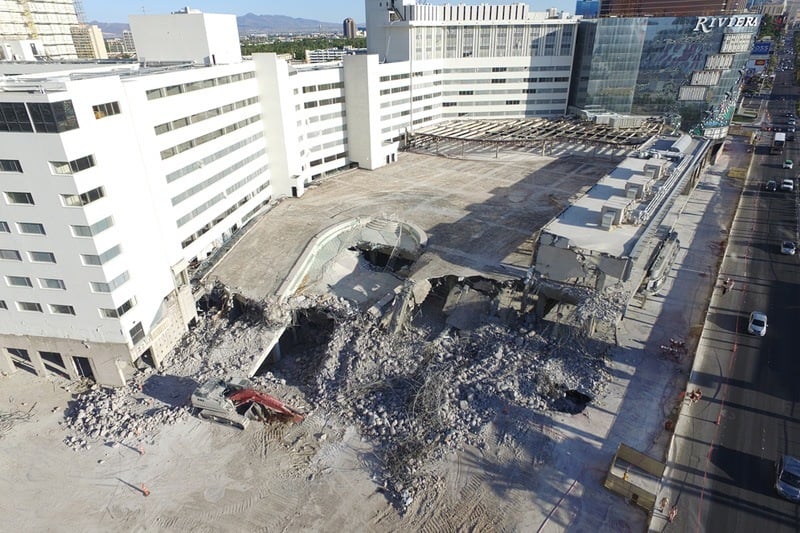 Riviera Demolition Update: Abandoned Rooftop Pool is History