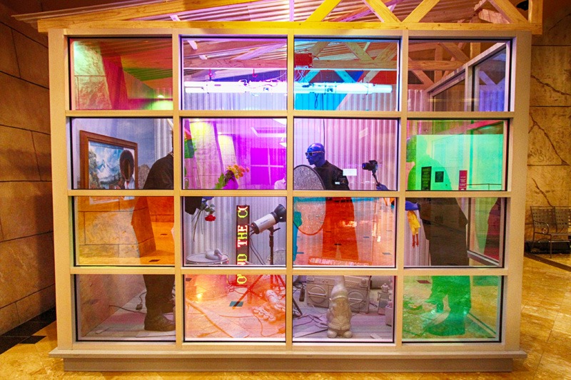 The display is named the Blue Man Wax Shack, a cross-promotion with Madame Tussauds, which created the blue men.