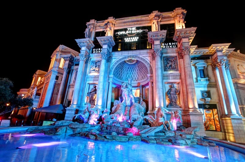 4K] The Forum Shops at Caesars Palace Hotel in Las Vegas Strip USA