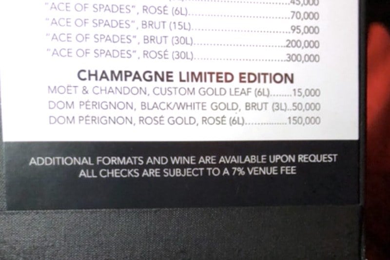 XS Nightclub venue fee