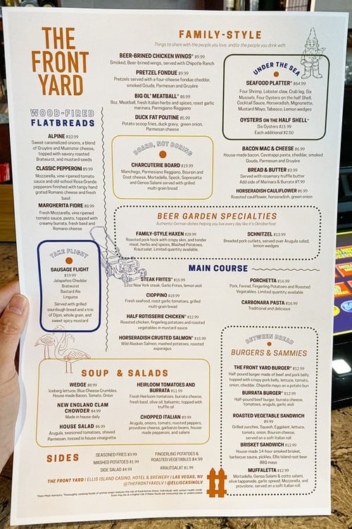 Front Yard Ellis Island menu