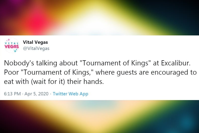 Tournament of Kings eating with hands