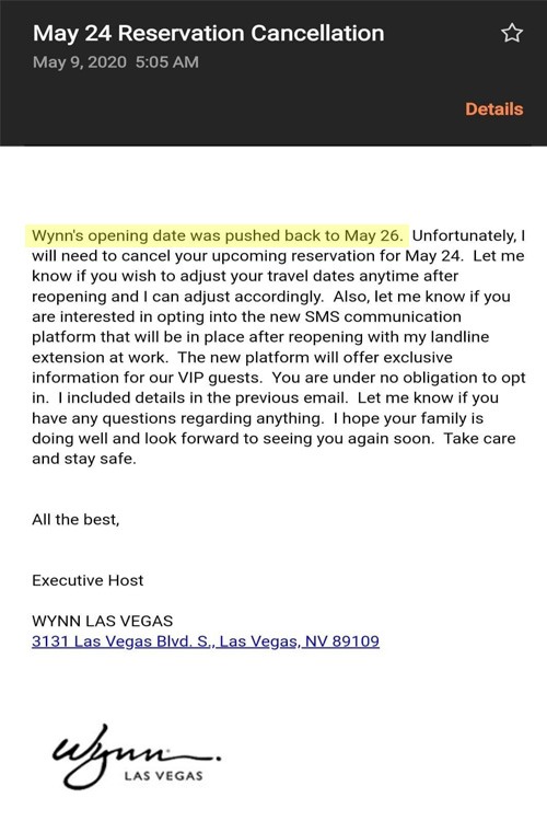 Wynn reopening
