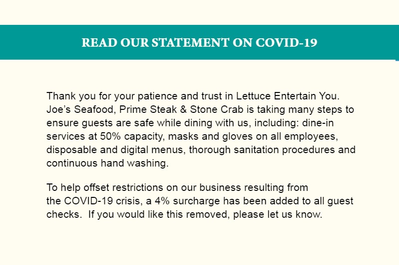 Joe's COVID fee