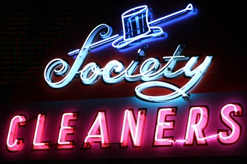 Society cleaners neon sign