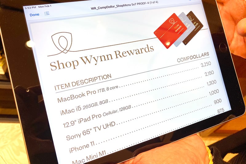 Wynn Rewards comp dollars
