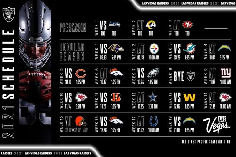 Las Vegas Raiders Announce 2021 Schedule