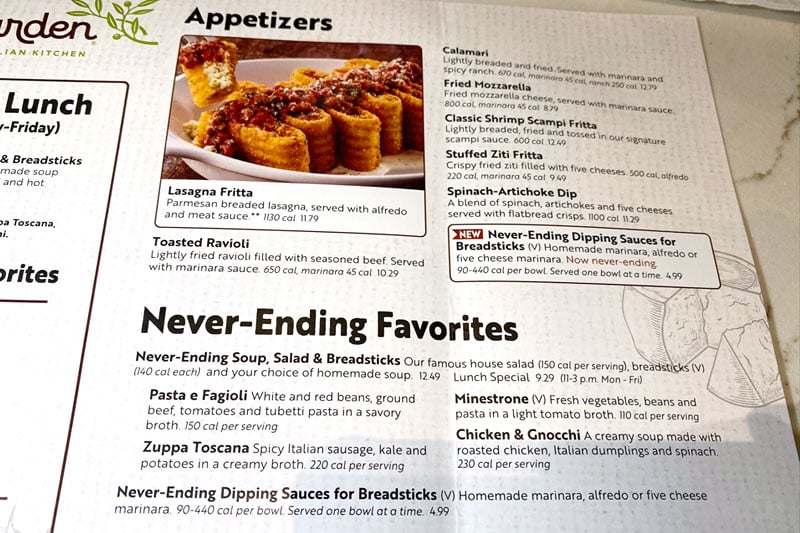 OLIVE GARDEN ITALIAN RESTAURANT, Las Vegas - 3767 Las Vegas Blvd S, The  Strip - Menu & Prices - Tripadvisor