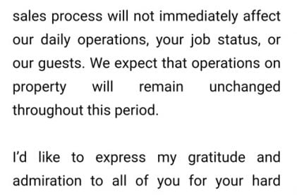 Internal Documents Confirm Mirage Sale Rumors