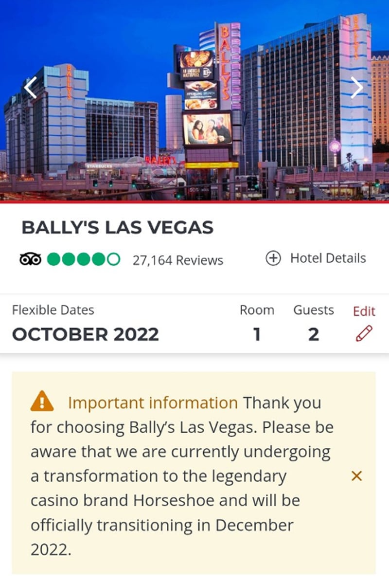 Bally's Las Vegas Undergoes Transformation Beginning Spring 2022