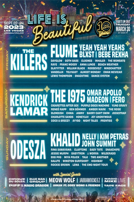 Life is Beautiful Music Festival Announces 2023 LineUp Vital Vegas