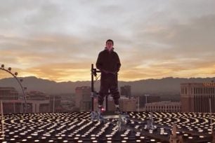 Timothee Chalamet Mounts Sphere to Promote New Movie